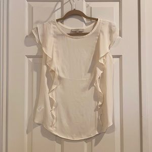 NWOT Loft Top, Cream Colored with ruffles - M.